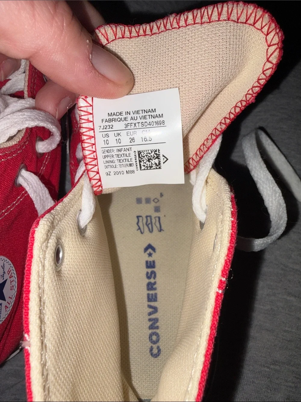 Converse Kids Red High Top Sneakers with White Laces